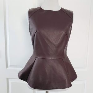 Faux Leather Top with Zipper Up Back